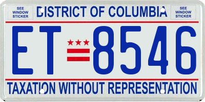 DC license plate ET8546