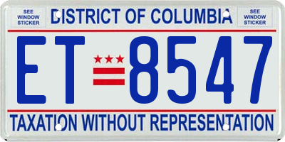 DC license plate ET8547
