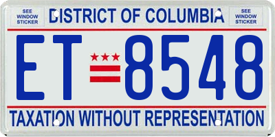 DC license plate ET8548