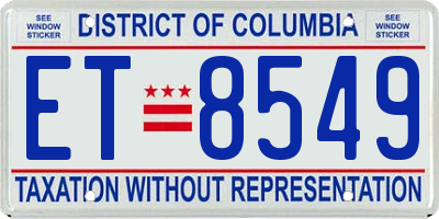 DC license plate ET8549