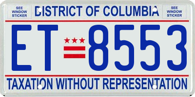 DC license plate ET8553