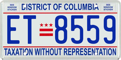 DC license plate ET8559