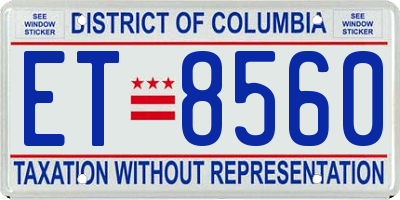 DC license plate ET8560