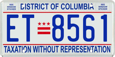 DC license plate ET8561