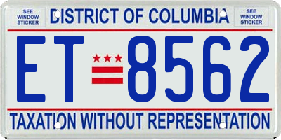 DC license plate ET8562