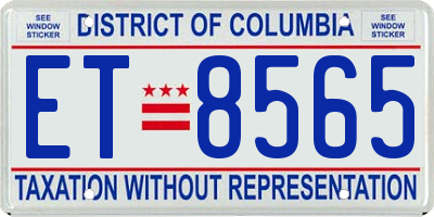 DC license plate ET8565