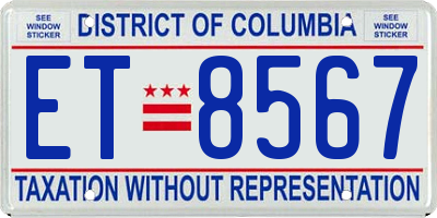 DC license plate ET8567