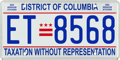 DC license plate ET8568