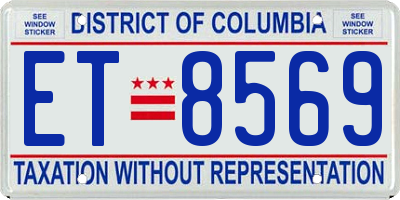 DC license plate ET8569