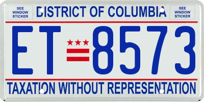DC license plate ET8573