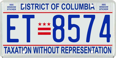 DC license plate ET8574