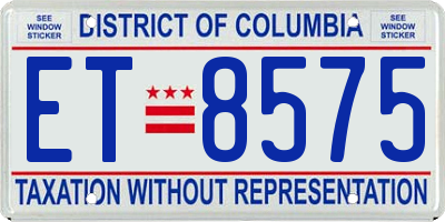 DC license plate ET8575