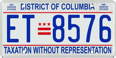 DC license plate ET8576