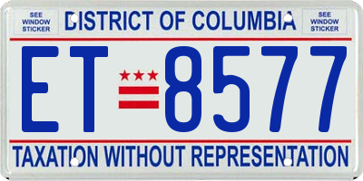 DC license plate ET8577