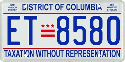 DC license plate ET8580