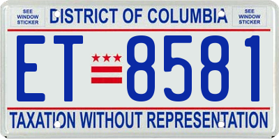 DC license plate ET8581