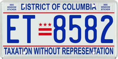 DC license plate ET8582