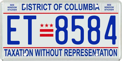 DC license plate ET8584