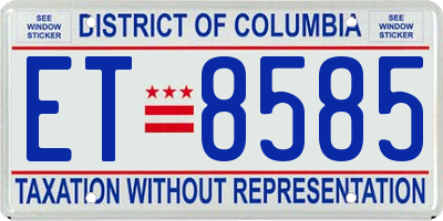 DC license plate ET8585