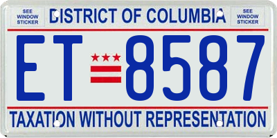 DC license plate ET8587