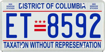 DC license plate ET8592
