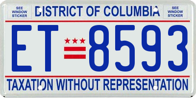 DC license plate ET8593