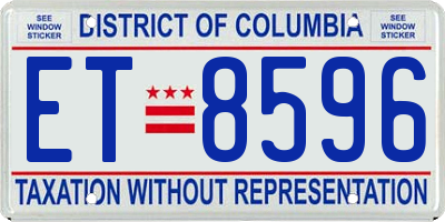 DC license plate ET8596