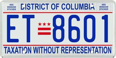 DC license plate ET8601