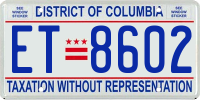 DC license plate ET8602