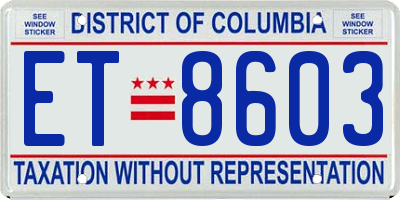 DC license plate ET8603
