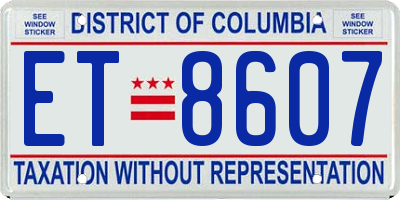 DC license plate ET8607