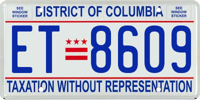 DC license plate ET8609