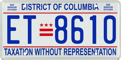 DC license plate ET8610