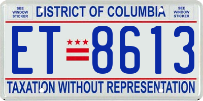 DC license plate ET8613