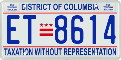 DC license plate ET8614