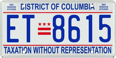 DC license plate ET8615
