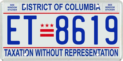 DC license plate ET8619