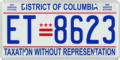 DC license plate ET8623