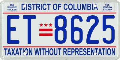 DC license plate ET8625
