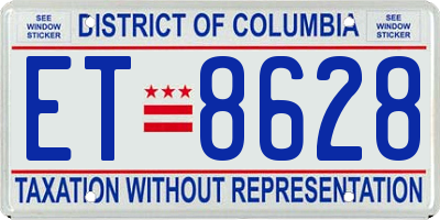 DC license plate ET8628