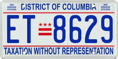 DC license plate ET8629