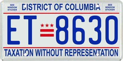 DC license plate ET8630