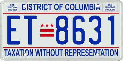 DC license plate ET8631
