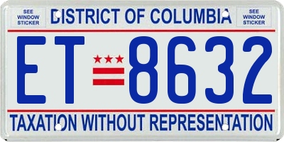 DC license plate ET8632