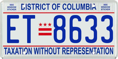 DC license plate ET8633
