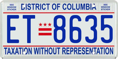 DC license plate ET8635
