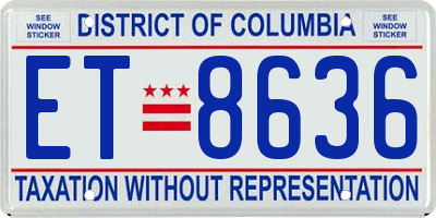 DC license plate ET8636