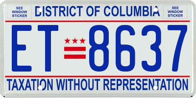 DC license plate ET8637