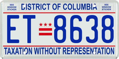 DC license plate ET8638