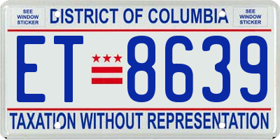 DC license plate ET8639